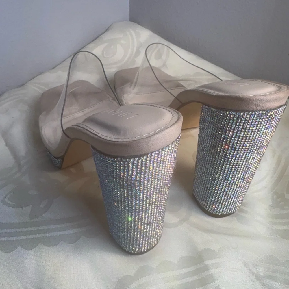 Liliana Ashley 3 Sparkling Silver Heels with Clear Strap